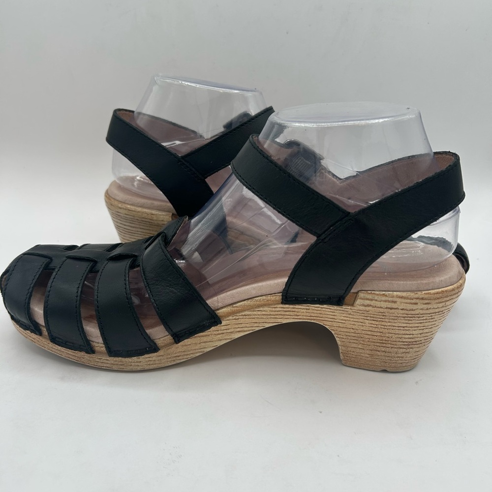Dansko Milly Fisherman Woven Sandal in Black Leather, wood like soul size 39 - Picture 5 of 10
